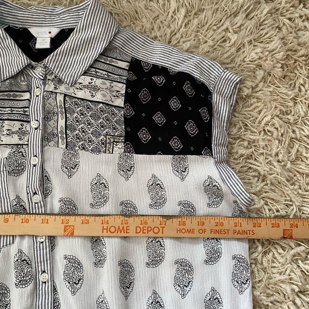 Intro Short Sleeve Blouse With Button & Collar, M - image 8